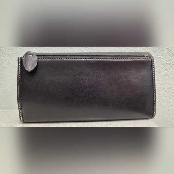 Coach LEGACY TURNLOCK Wallet Black Leather Pink Interior Clutch Bag Retro - Picture 2 of 10